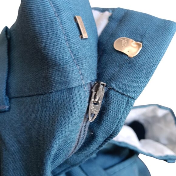 34x30 Mens Vintage Teal Dress Work Pants Talon Zipper Clip Closure Lightweight - Picture 4 of 5